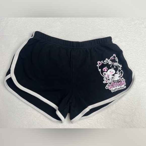 Los Angeles Apparel Kuromi “Within Destruction” Black Dolphin Short Shorts Sz S - Picture 1 of 9